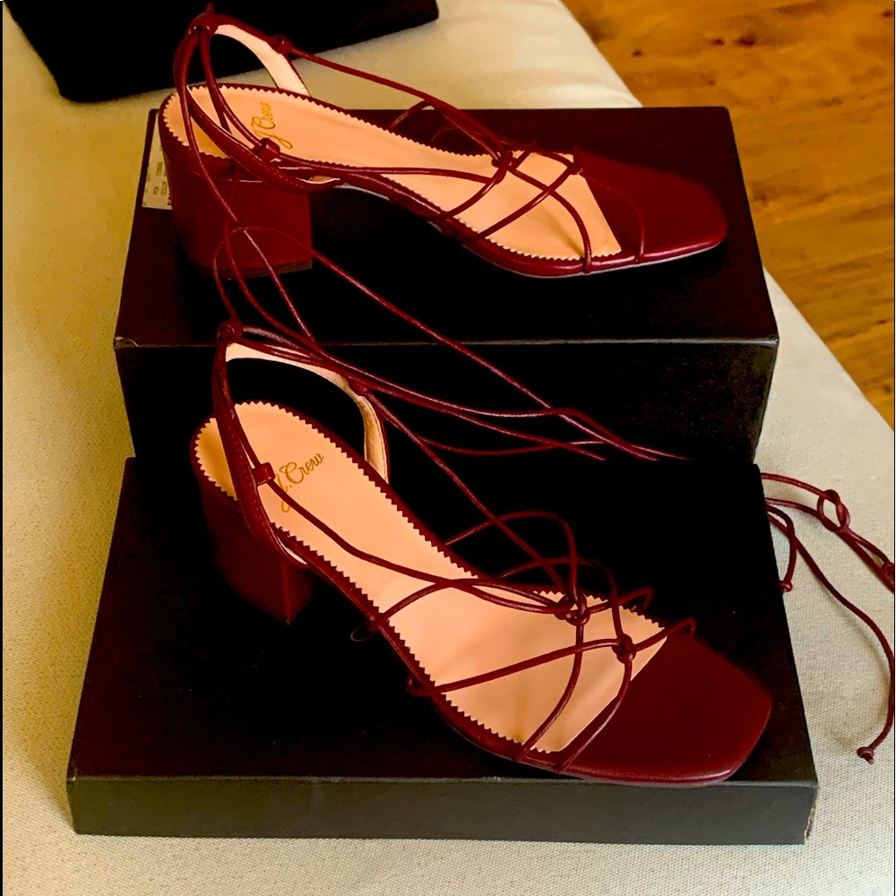 Strapped burgundy heeled sandals